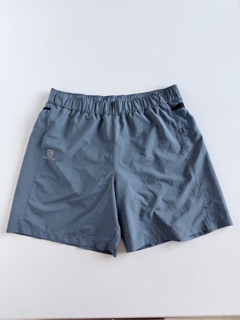 Salomon Trail Running Shorts L Slate Blue Lined ActiveDry Zip Pocket